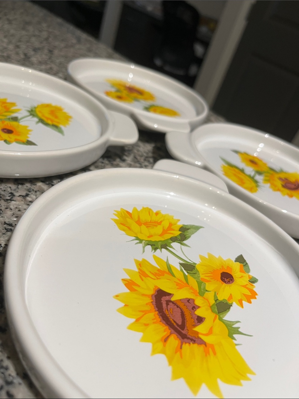 Sunflower Ceramic vintage(?) Baking Dishes - Set of 4